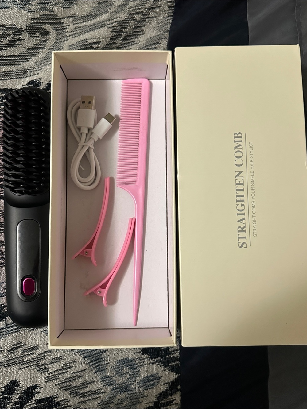 Straighten Comb Hair Brush Set - Pink